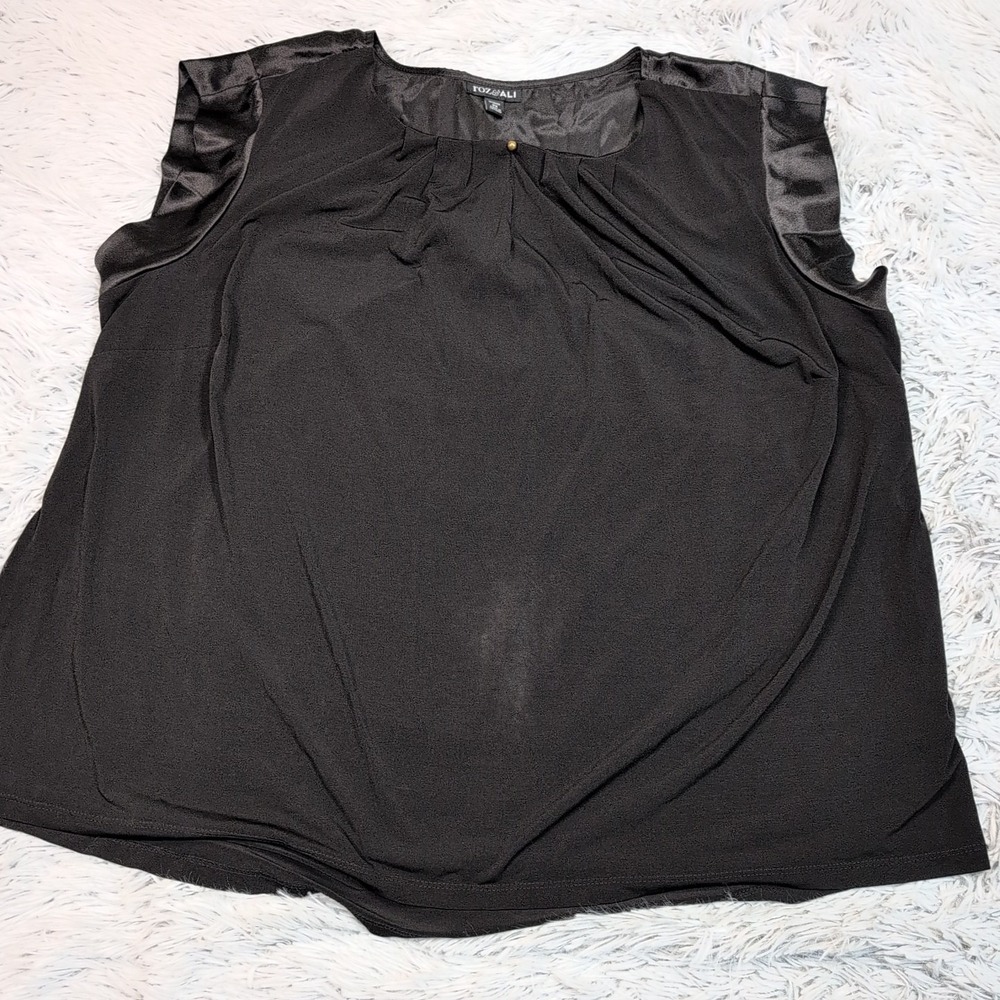 Roz & Ali Shirt Womens 2X Black Top Stretch Casual Comfort Sleeveless Blouse